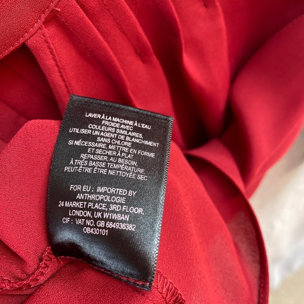 Maeve Anthropologie Red Teni Blouse Cutout Top Sz 0 - Picture 8 of 8